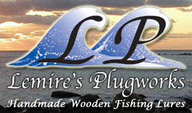 Lemire's Plugworks, calamari surface plugs, calamari popper lures